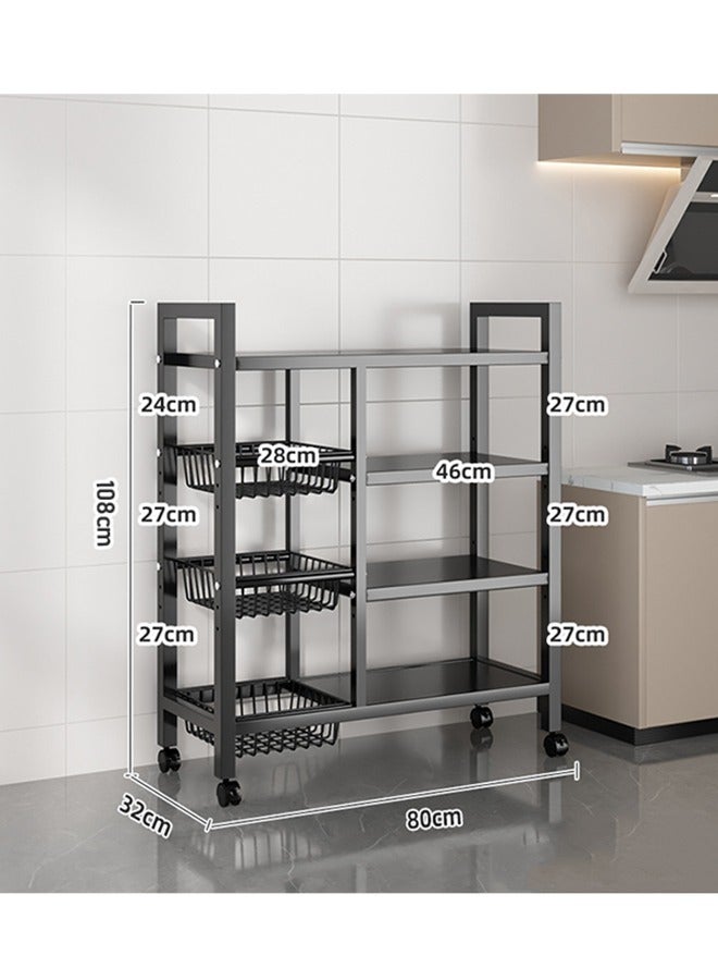 Storage racks, with sunken wire baskets, large-capacity shelf units, independent metal racks, carbon steel material, easy-to-assemble storage racks for kitchen storage, black - Image 2